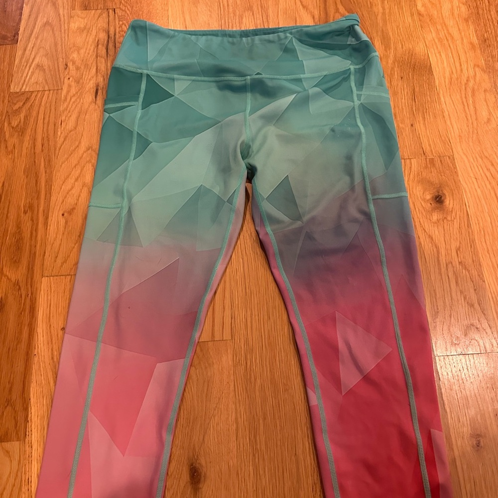 Constantly Varied Gear Green / Pink Prismatic Ombré Leggings  Sz Large
